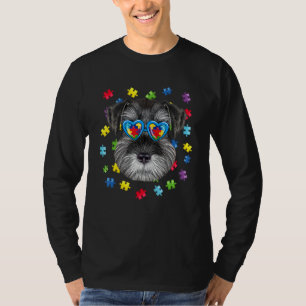 Funny Autism Schnauzer Dog Puzzle Sunglazen Boys T-shirt