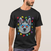 Funny Autism Siberian Husky Dog Puzzle Sunbril T-shirt (Voorkant)