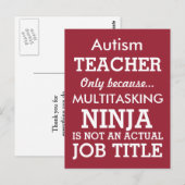 Funny Autism Special Needs Teacher Briefkaart (Voorkant / Achterkant)