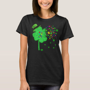 Funny Autism St Patricks Day Clover Leprechaun Gif T-shirt