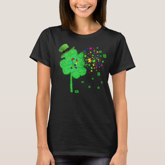 Funny Autism St Patricks Day Clover Leprechaun Gif T-shirt (Voorkant)