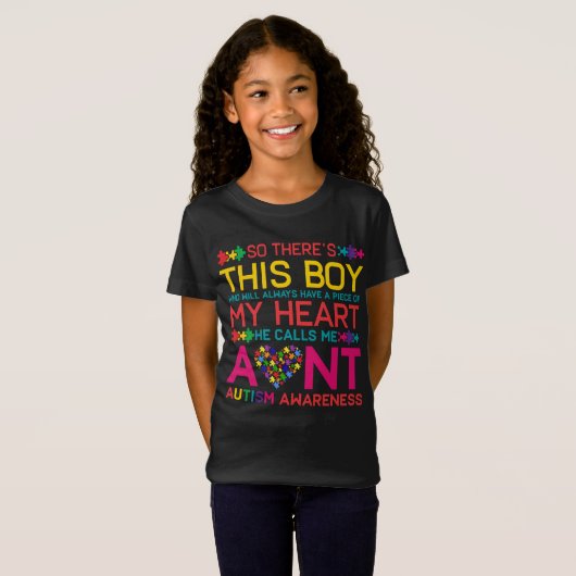 Funny Autism tante Shirt Autisme Dag (Voorkant volledig)
