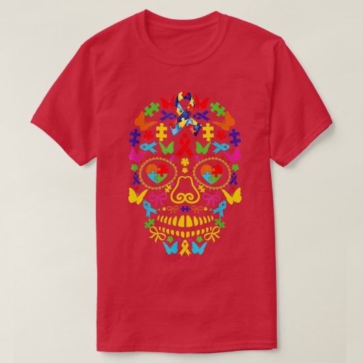 Funny Autistic Skull Heart Puzzle Autisme Awarenes T-shirt (Design voorkant)