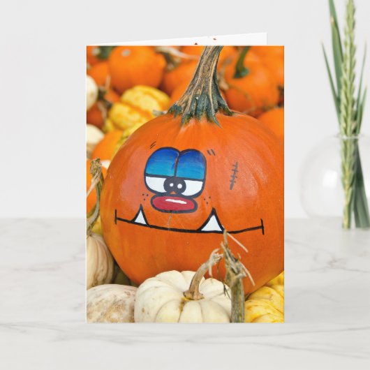 Funny Autumn Pumpkin voor Birthday Kaart (Voorkant)