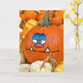 Funny Autumn Pumpkin voor Birthday Kaart (Gele Bloem)