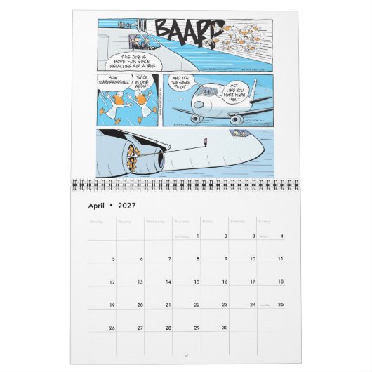 Funny Aviation Cartoon Calendar Kalender (Apr 2027)