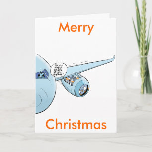 Funny Aviation Cartoon Merry Christmas Card Feestdagen Kaart