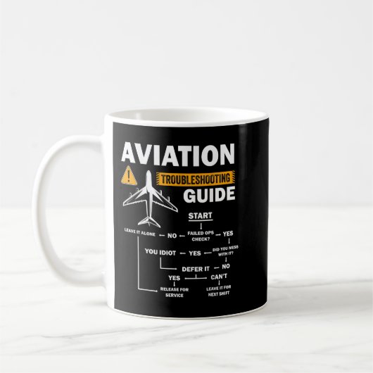 Funny Aviation Troubleshooter Guide voor Airp Koffiemok (Links)