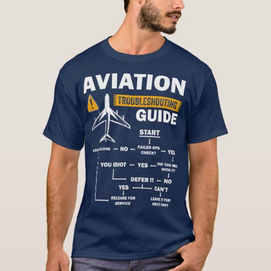 Funny Aviation Troubleshootgids voor T-shirt (Voorkant)