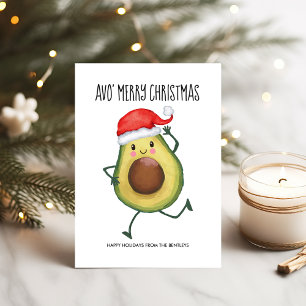 Funny Avocado Avo Merry Kerstmis Feestdagenkaart