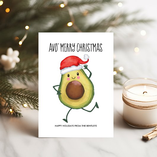 Funny Avocado Avo Merry Kerstmis Feestdagenkaart