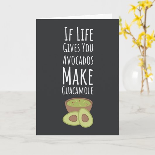 Funny Avocado Cards Fruit Guacamole Modern Trendy Kaart (Gele Bloem)