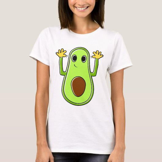 Funny Avocado Cartoon Illustratie T-shirt (Voorkant)