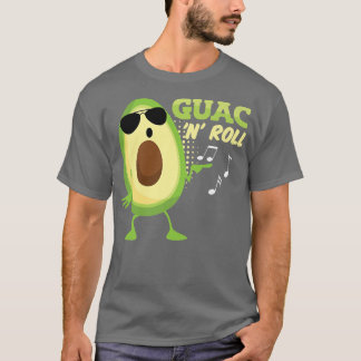 Funny Avocado Guac n Roll Guacamole Meican Rocker T-shirt