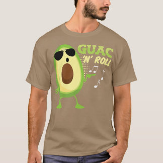 Funny Avocado Guac n Roll Guacamole Mexican Rocker T-shirt