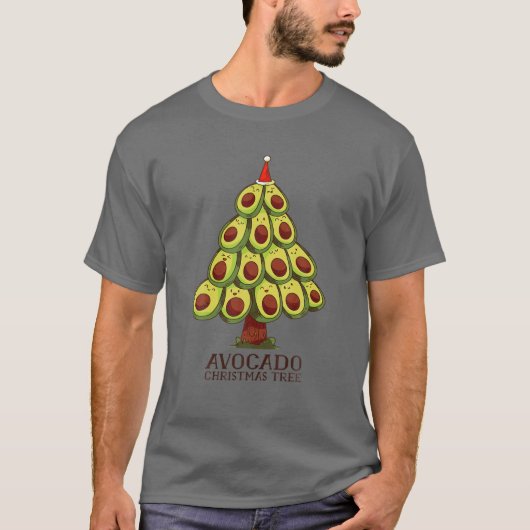 Funny Avocado-kerstboom Red Santa Hat Fruit L T-shirt (Voorkant)