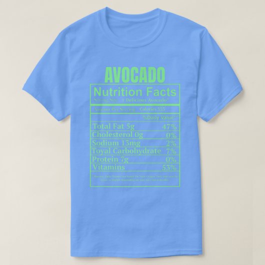 Funny Avocado Nutrition Feit Labels Funny Avocado T-shirt (Design voorkant)