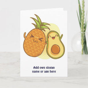 Funny Avocado Pineapple Best Friends BFF Kawaii Kaart