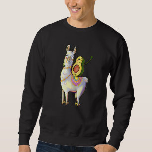 Funny Avocado Riding op een Llama Alpaca Animal Trui