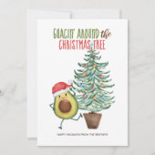 Funny Avocado Santa Guacin' Around kerstboom Feestdagenkaart (Voorkant)