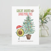 Funny Avocado Santa Guacin' Around kerstboom Feestdagenkaart (Staand voorkant)