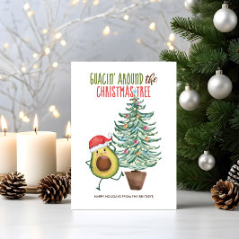 Funny Avocado Santa Guacin' Around kerstboom Feestdagenkaart