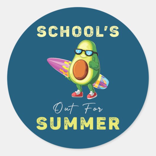 Funny Avocado-scholen voor zomerleraar Ronde Sticker (Voorkant)