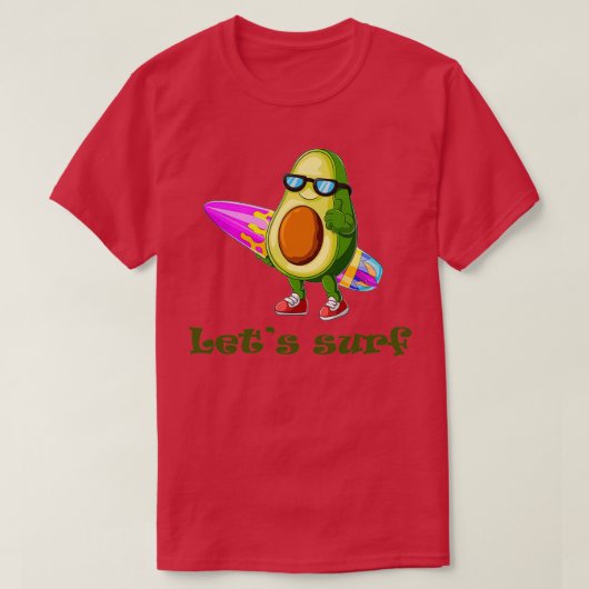 Funny Avocado Surfing 40 T-shirt (Design voorkant)