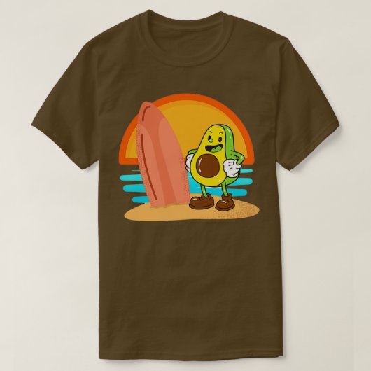 Funny Avocado Surfing 64 T-shirt (Design voorkant)