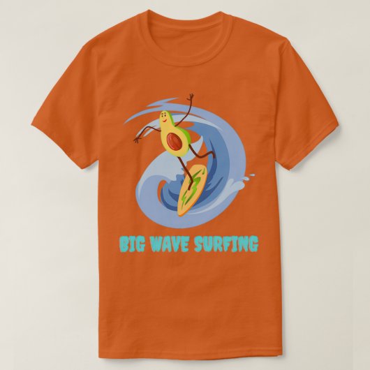 Funny Avocado Surfing Big Waves T-shirt (Design voorkant)