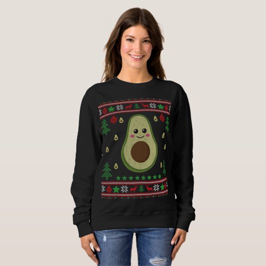 Funny Avocado Ugly kerstSweater Fruit Lover G Trui (Voorkant volledig)