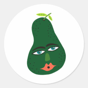 Funny Avocado Whimsical Ronde Sticker
