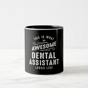 Funny Awesome Dental Assistant Job Occupation Tweekleurige Koffiemok