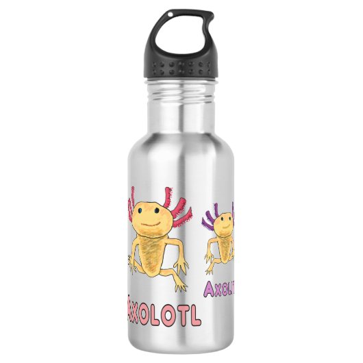 Funny Axolotl Axolitl Pun Waterfles (Voorkant)