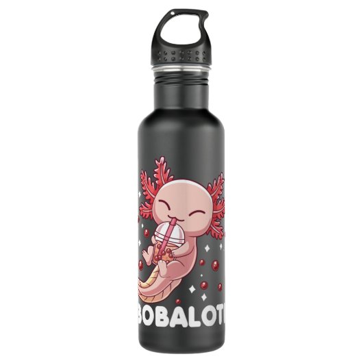 Funny Axolotl Bobalotl Boba Tea Bubble Milk Kawaii Waterfles (Voorkant)