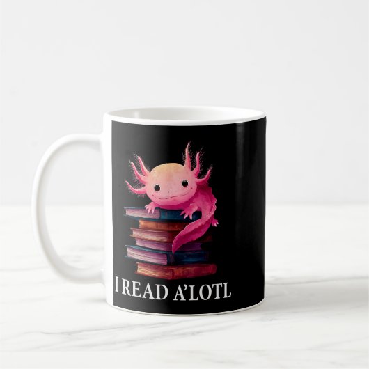 Funny Axolotl Book Lover Librarian Reading Library Koffiemok (Links)