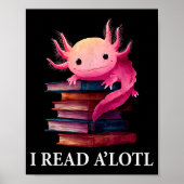 Funny Axolotl Book Lover Librarian Reading Library Poster (Voorkant)