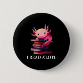 Funny Axolotl Book Lover Librarian Reading Library Ronde Button 5,7 Cm (Voorkant)