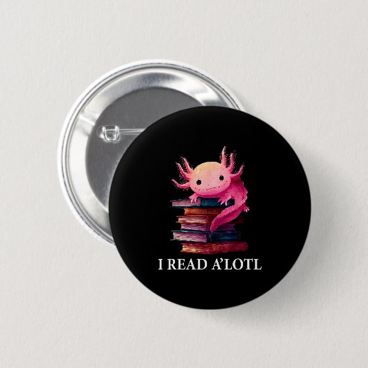Funny Axolotl Book Lover Librarian Reading Library Ronde Button 5,7 Cm (Voorkant /achterkant)