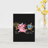 Funny Axolotl Dreidel Menorah Hanukkah Kids Womens Kaart (Gele Bloem)