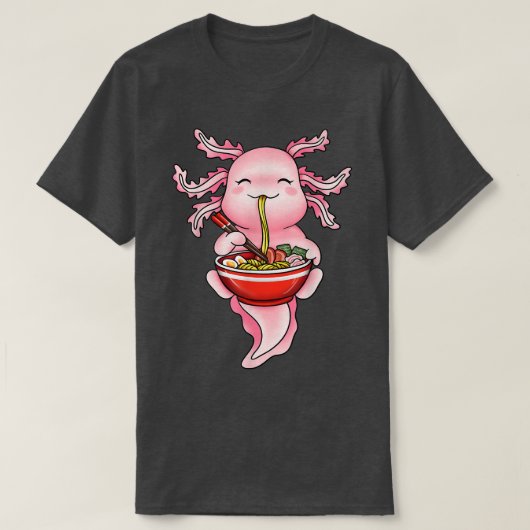 Funny Axolotl Eat Ramen Noodles Japans Kawaii Go T-shirt (Design voorkant)