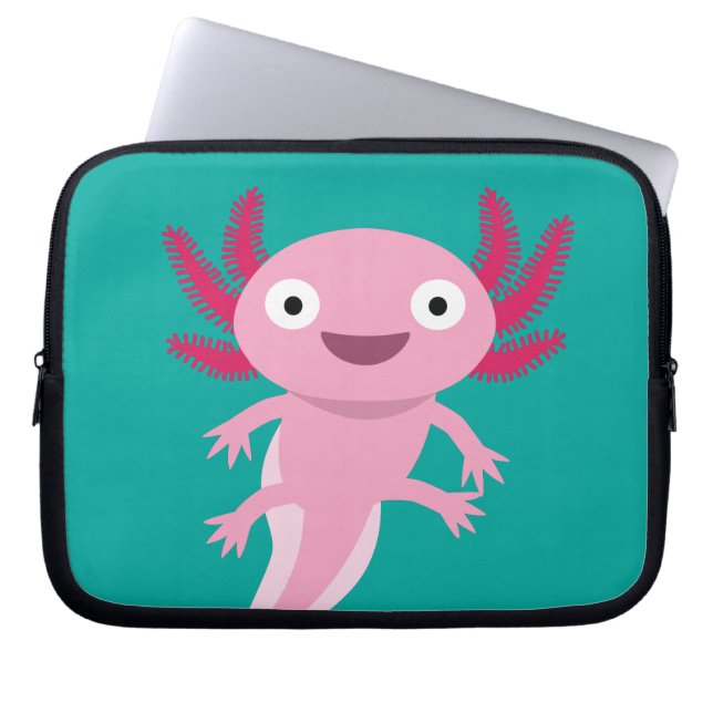 Funny Axolotl Illustratie Laptop Sleeve (Voorkant)