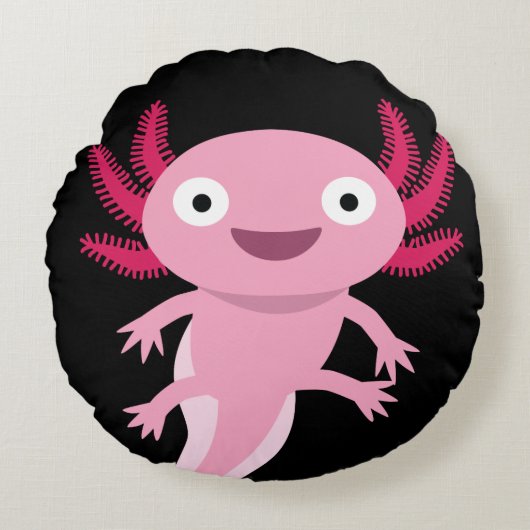 Funny Axolotl Illustratie Rond Kussen (Voorkant)