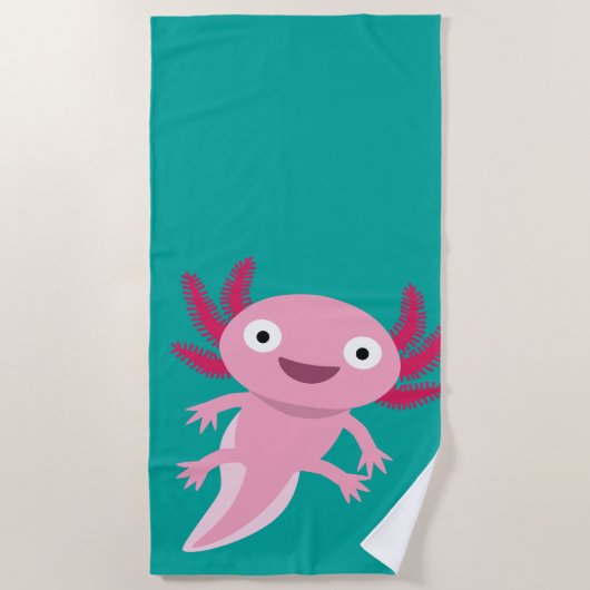 Funny Axolotl Illustratie Strandlaken (Voorkant)