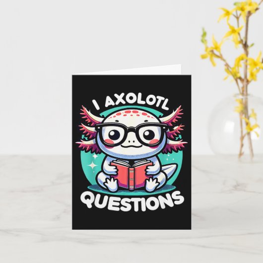 Funny Axolotl Questions Cute Axolotl Kaart (Gele Bloem)