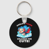 Funny Axolotl Superhero Kids Boys Girls Sleutelhanger (Voorkant)