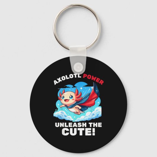 Funny Axolotl Superhero Kids Boys Girls Sleutelhanger (Voorkant)
