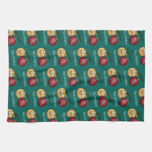 Funny Baa Humbug Sheep Christmas Cartoon Pattern Theedoek (Horizontaal)