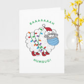 Funny BaahHumbug Sheep met gezichtsmasker en licht Kaart (Gele Bloem)