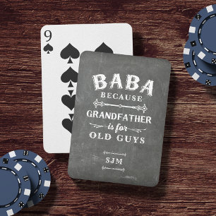 Funny Baba Grandfather Monogram Pokerkaarten